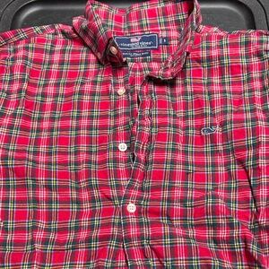 Vineyard Vines Red and Green Plaid Button Down Shirt